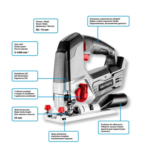 Wyrzynarka Graphite Energy+ 58G011 AKU 18V (bez aku)