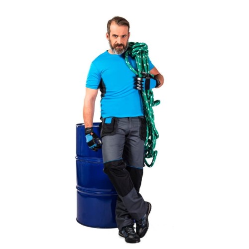 Spodnie robocze na pas 100% bawełna szaro-niebieskie Lahti Pro L4050460 - rozmiar 3XL