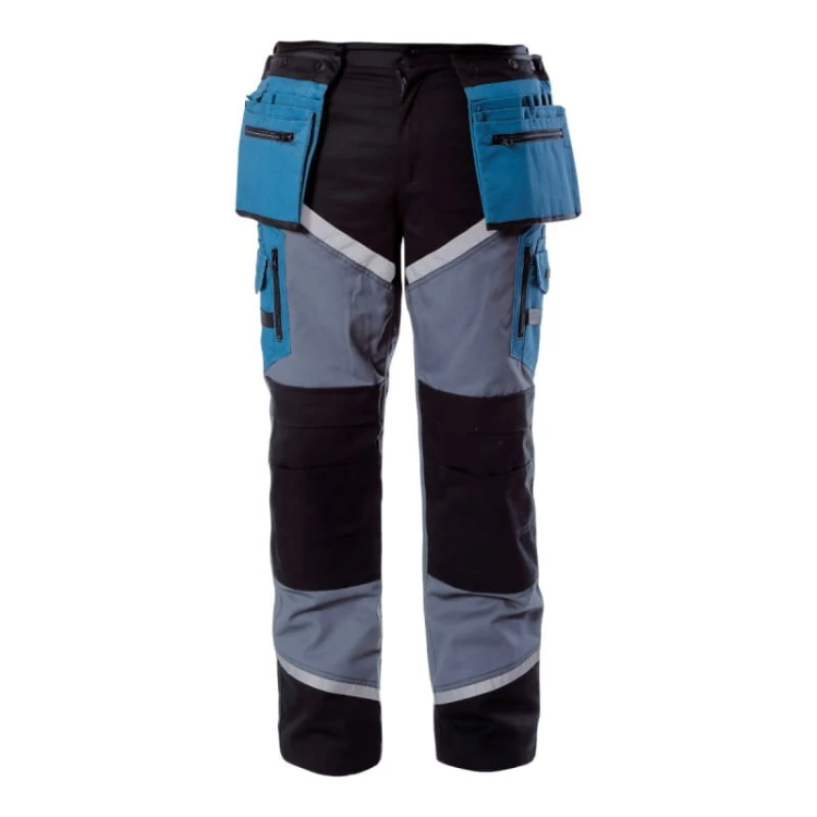 Spodnie robocze na pas odblaskowe czarno-szaro-turkusowe Lahti Pro L4050204 - rozmiar XL