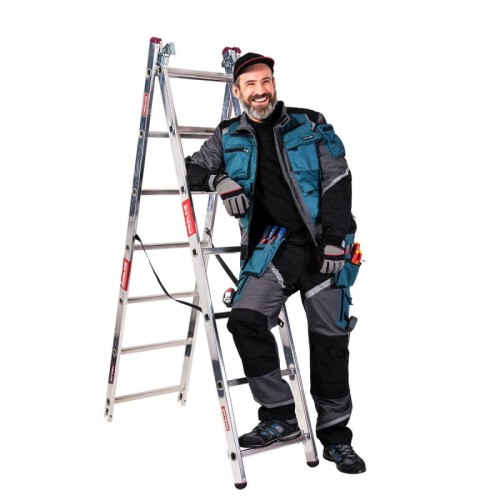 Spodnie robocze na pas odblaskowe czarno-szaro-turkusowe Lahti Pro L4050204 - rozmiar XL