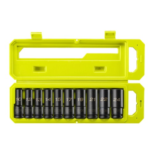 Zestaw nasadek udarowych długich Ryobi RHDIS10PC 1/2", 10 szt., 10-24 mm, stal CrMo