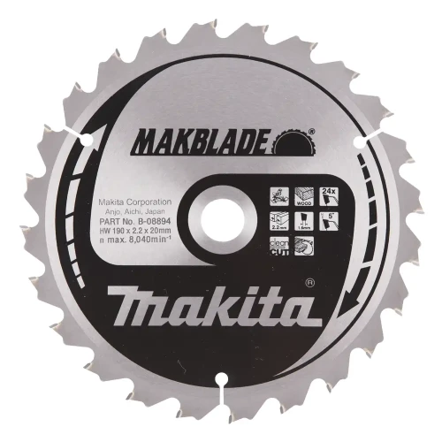 Piła zębata 190x20mm 24Z Makita Makblade - B-08894