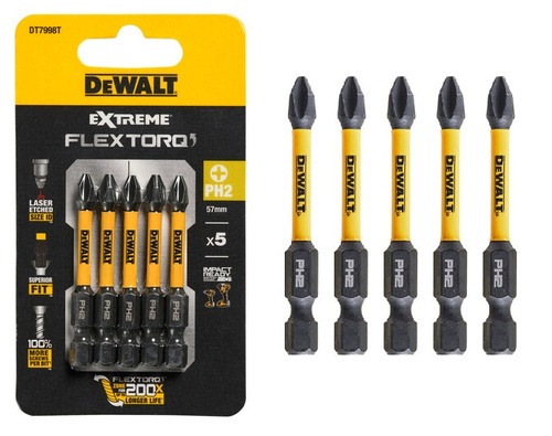 Końcówki wkrętarskie extreme impact torsion PH2/57 MM DeWalt 