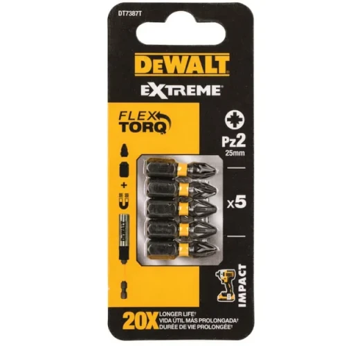 Końcówki wkrętarskie extreme impact torsion PZ2/25mm DeWalt 