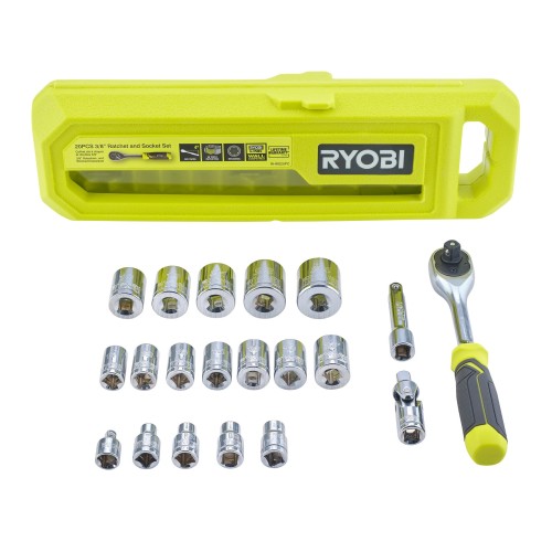 Zestaw grzechotka i nasadki Ryobi RHRS20PC 3/8 cala, 20 szt., 16 nasadek 7-24 mm, walizka LINK