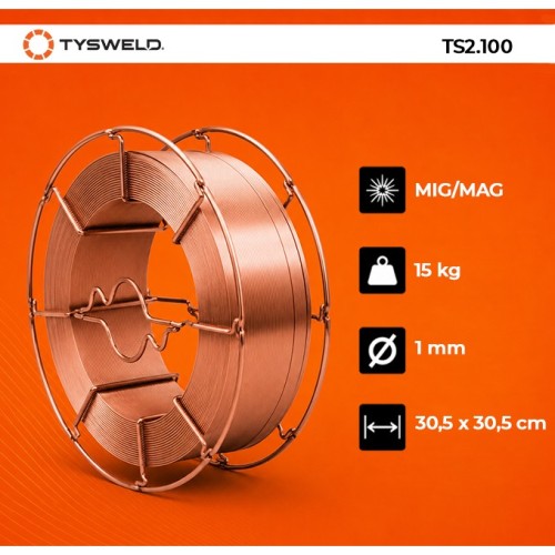Drut spawalniczy MIG/MAG SG2 1,0 mm 15 kg szpula BS300/2 TYSWELD QBA PRO