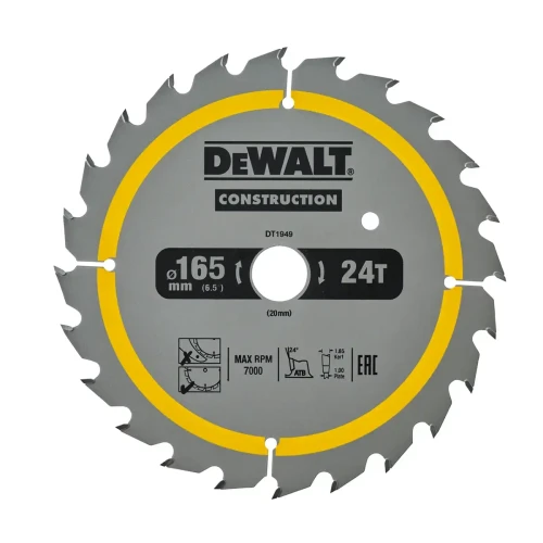 Tarcza pilarska 165x20mm 24Z DeWalt DT1949