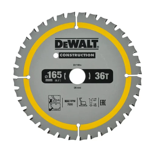 Tarcza pilarska 165x20mm 36Z DeWalt DT1950