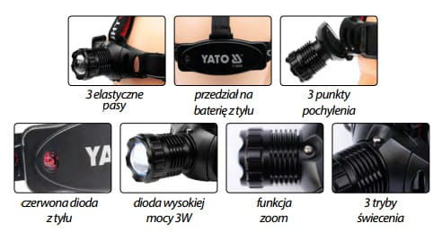 Latarka czołowa Yato YT-08590 alkaliczna (3x AAA)