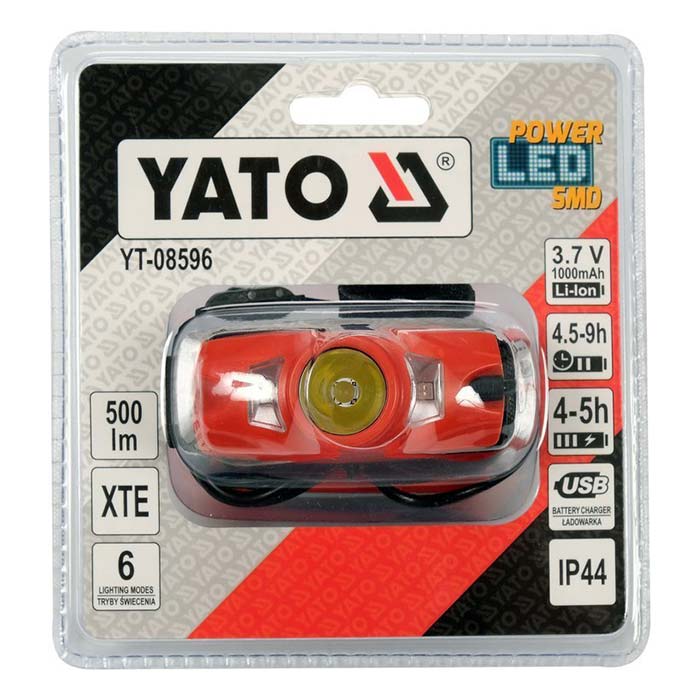 Latarka czołowa 500lm Yato YT-08596 AKU 3.7V (1.0 Ah)