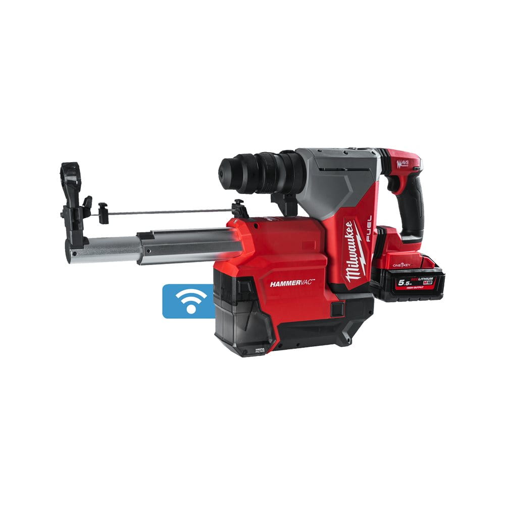 Młot SDS-PLUS z dedykowanym odsysaczem Milwaukee M18 ONEFHPXDEL-552C AKU 18V (2x 5.5 Ah) - 4933478498