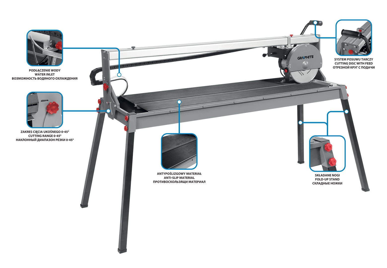 Przecinarka do glazury 250mm 1500W Graphite 59G892 [230V]